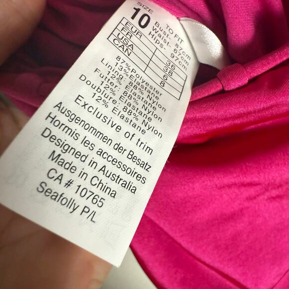 Seafolly Flower Festival Tahiti Pink Deep V Maillot One Piece Swimsuit Size 6 - Picture 12 of 12